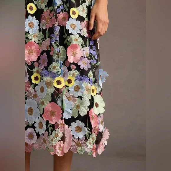 Azazie Atelier Nia Black And Multi Floral Midi Dress - Picture 5 of 10